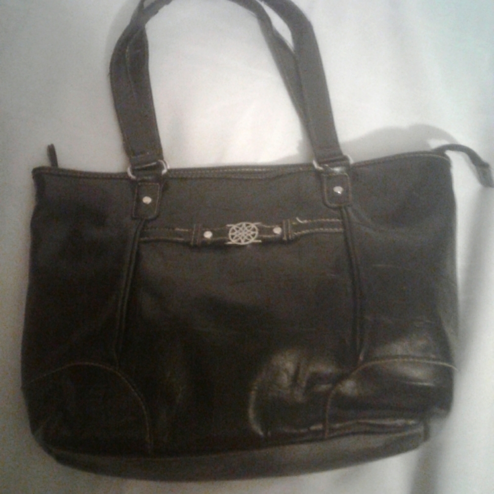 Faux leather tote